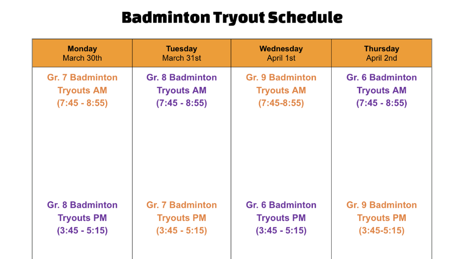 badminton tryout